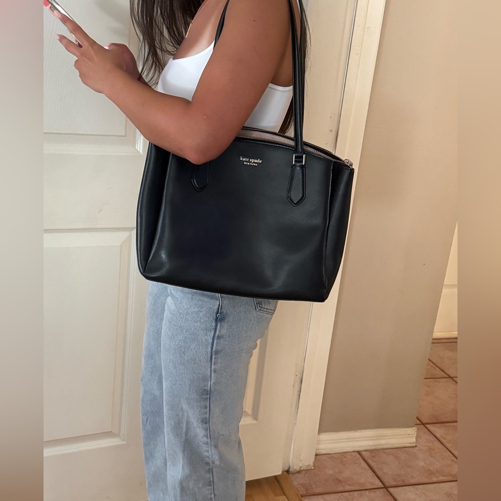 Kate Spade Black Satchel with Tapered Design
